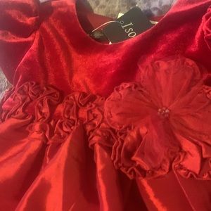 Isobella & Chloe red velvet & raw silk type dress